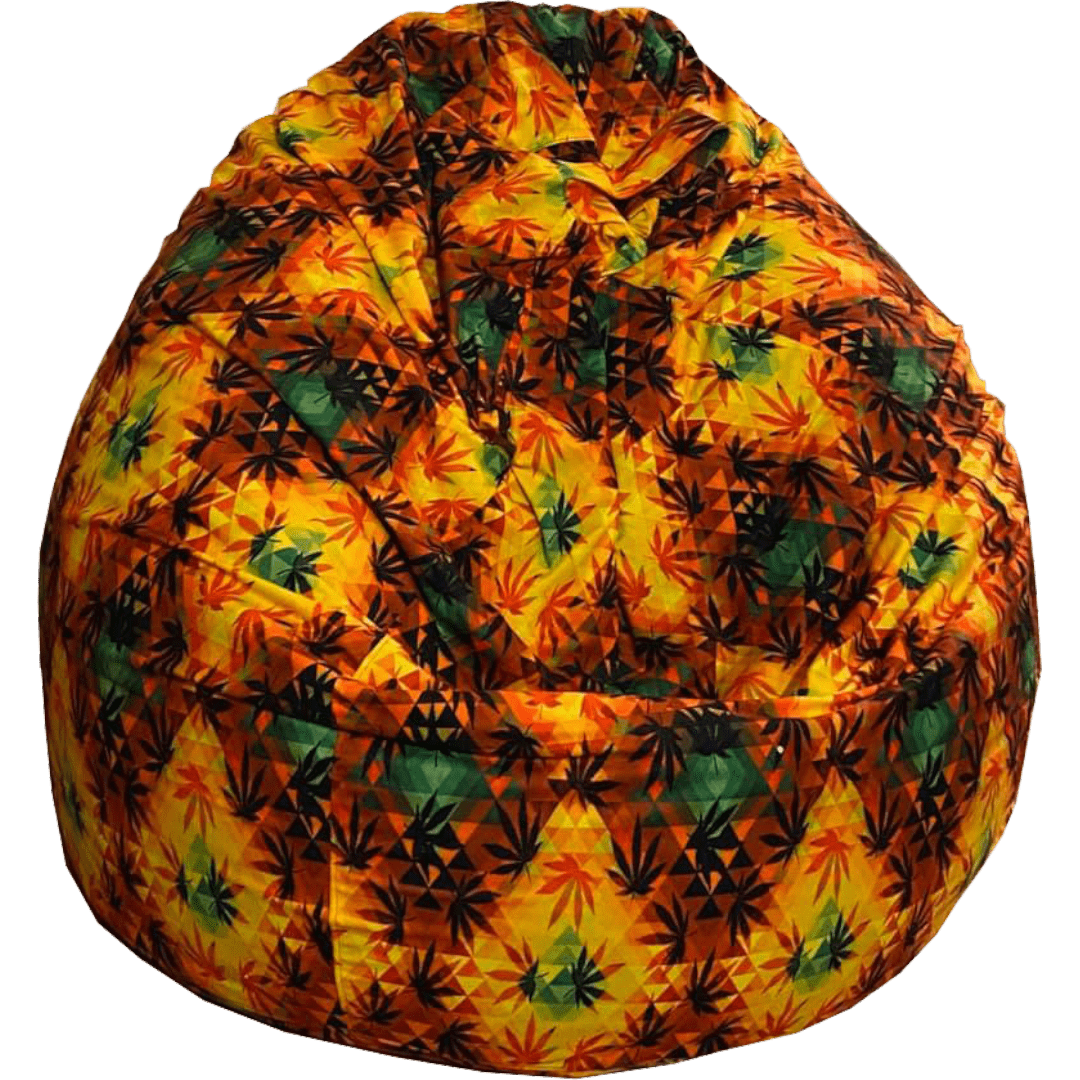 Bean bag with marihuana print.