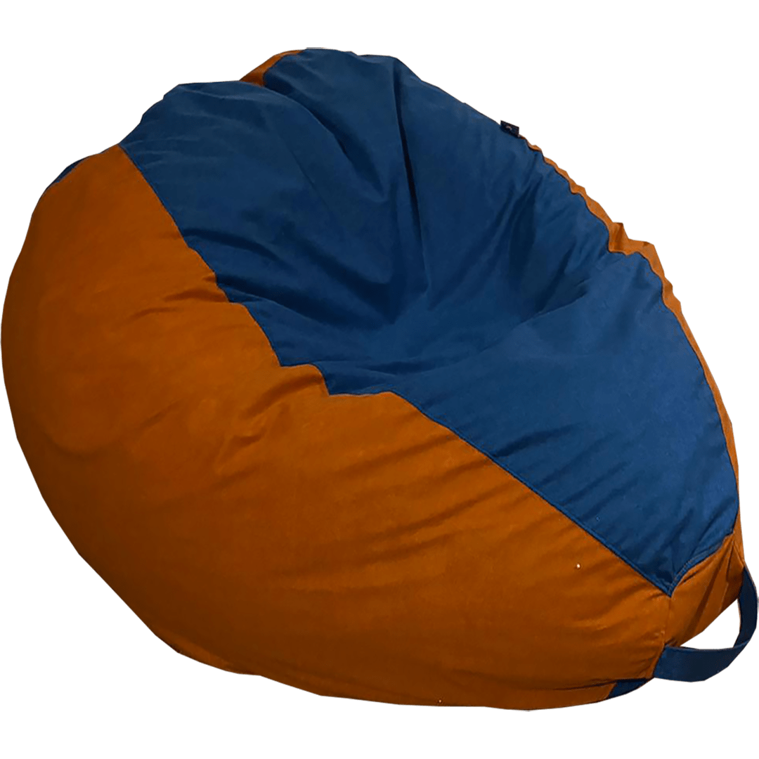 Two tone blue and orange bean bag.